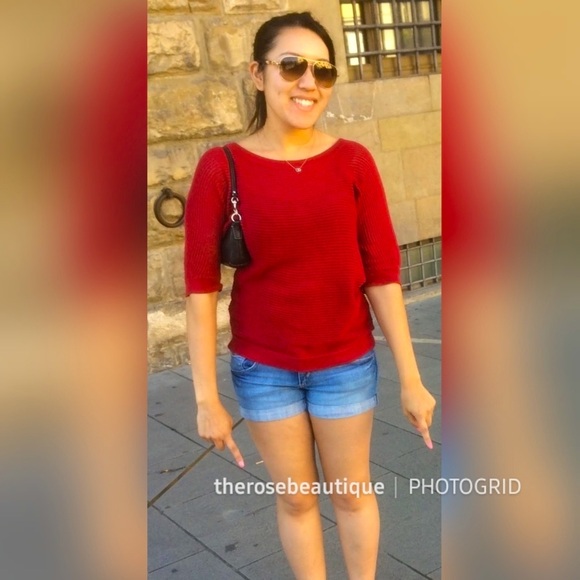 EXPRESS Red Knitted Sweater Top - Picture 2 of 2